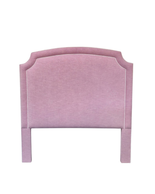 65”H Queen Headboard only - Soft Plum Fabric- White Trim
