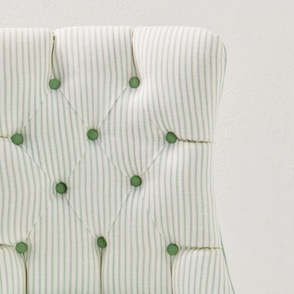 Custom Skirted Vanity Chair / Stool in Classic Green Striped- Pistachio Trim