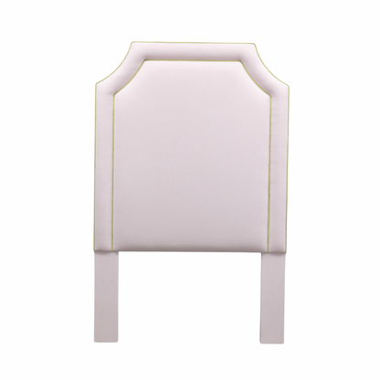 The Addison Twin Headboard - Powder Pink Woven Fabric - Green Trim