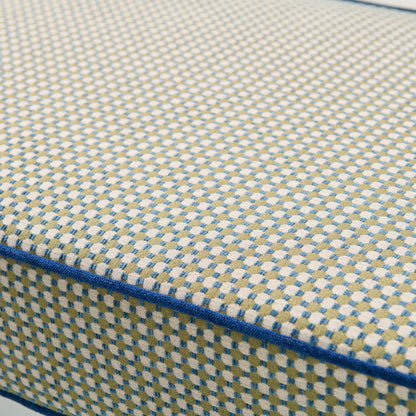 Custom Upholstered Bench in Thibaut Fabric - Navy Trim