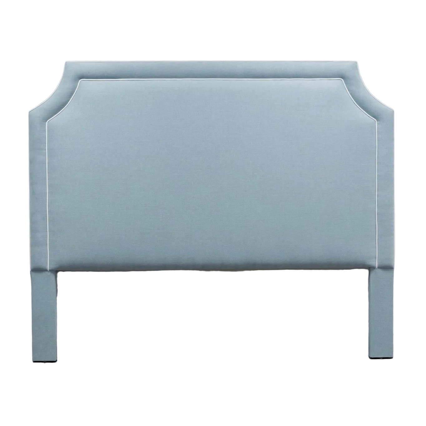 The Addison King Headboard - Sky Blue Woven Fabric - White Trim