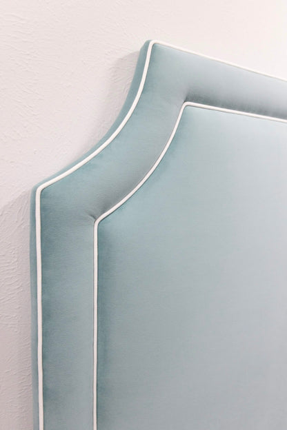 The Addison Queen Headboard - Performance Velvet Fabric Skylight - White Trim