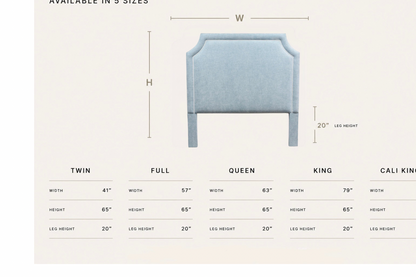 The Addison Queen Headboard - Seafoam Blue Fabric - White Trim