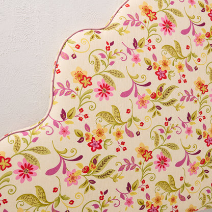 The Rachel King Headboard - Fabricut Floral Orchid Fabric - Lavender Trim