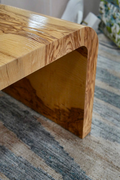 Custom Olive Ash Burlwood Dining / Accent Table – Amber Finish