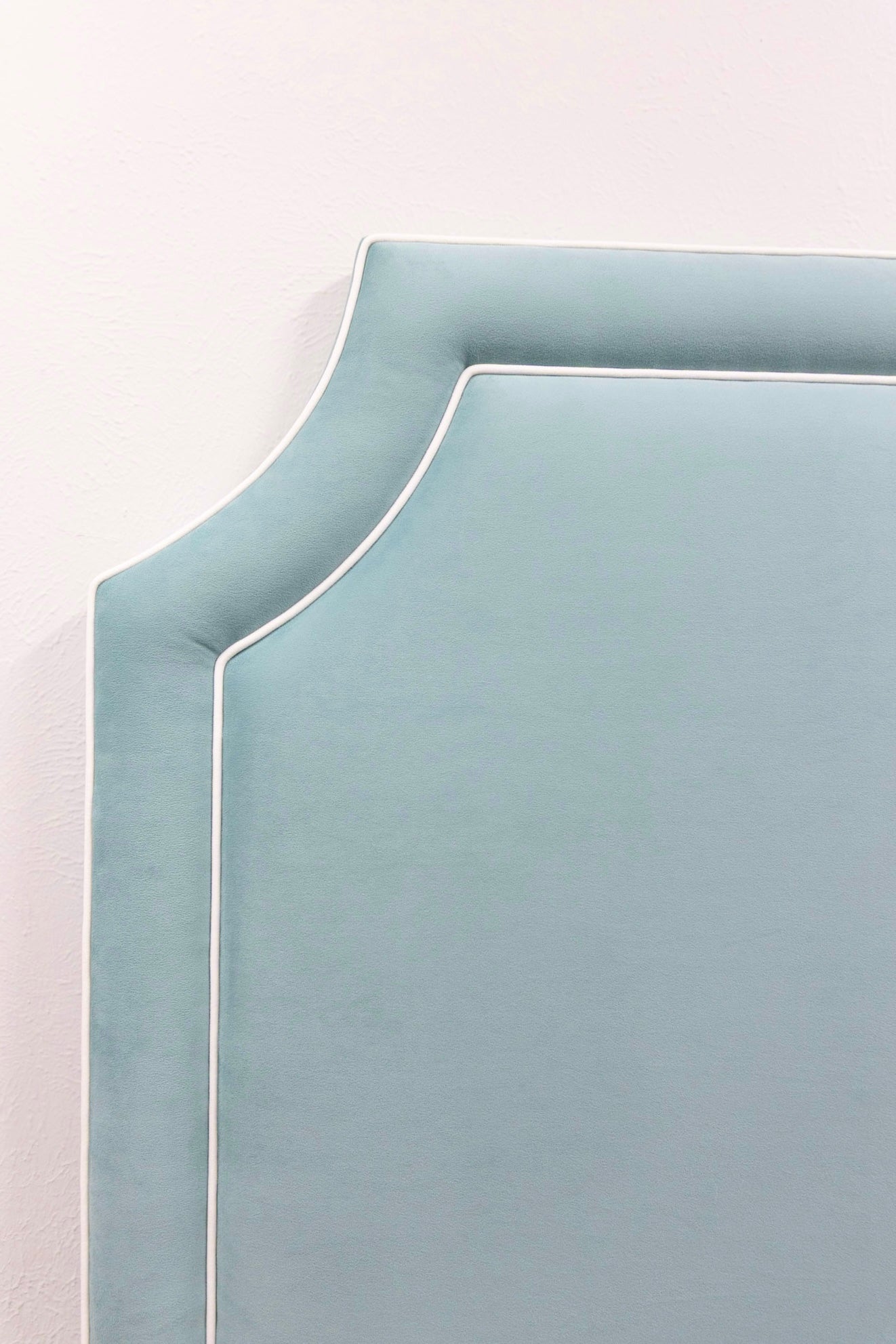 The Addison Queen Headboard - Performance Velvet Fabric Skylight - White Trim