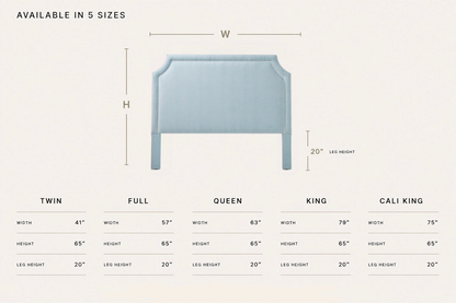 The Addison King Headboard - Performance Seafoam Blue Chenille Fabric - White Trim