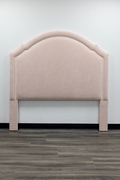 The Grace Queen Headboard - Performance Pink Chenille Fabric - White Trim