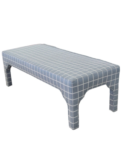 Custom Upholstered Bench in Blue Check Fabric