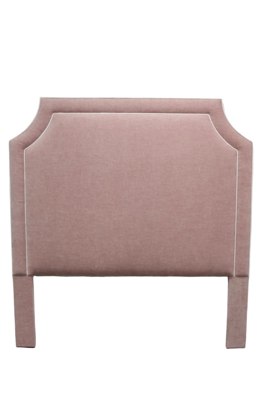 65" H Queen Headboard Only -  Petal Pink - White Trim