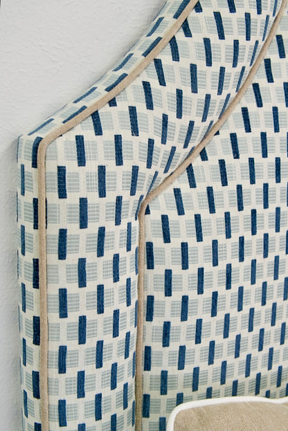 65”H Queen Headboard Only - Chenille Jacquard - Mushroom Trim