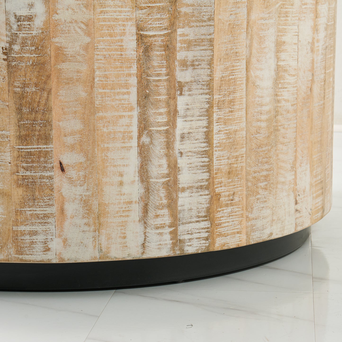 36" Round Distressed Wood Coffee table - Rustic Modern