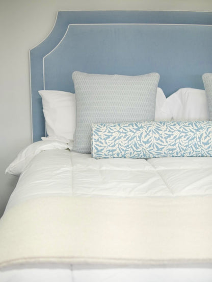 65"H King Bed  - Ashley Blue Chenille Fabric