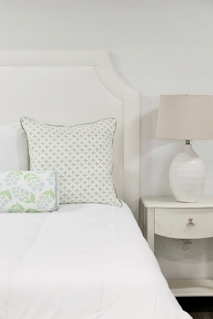 The Addison King Bed - Wooden Legs - Off White Linen Fabric