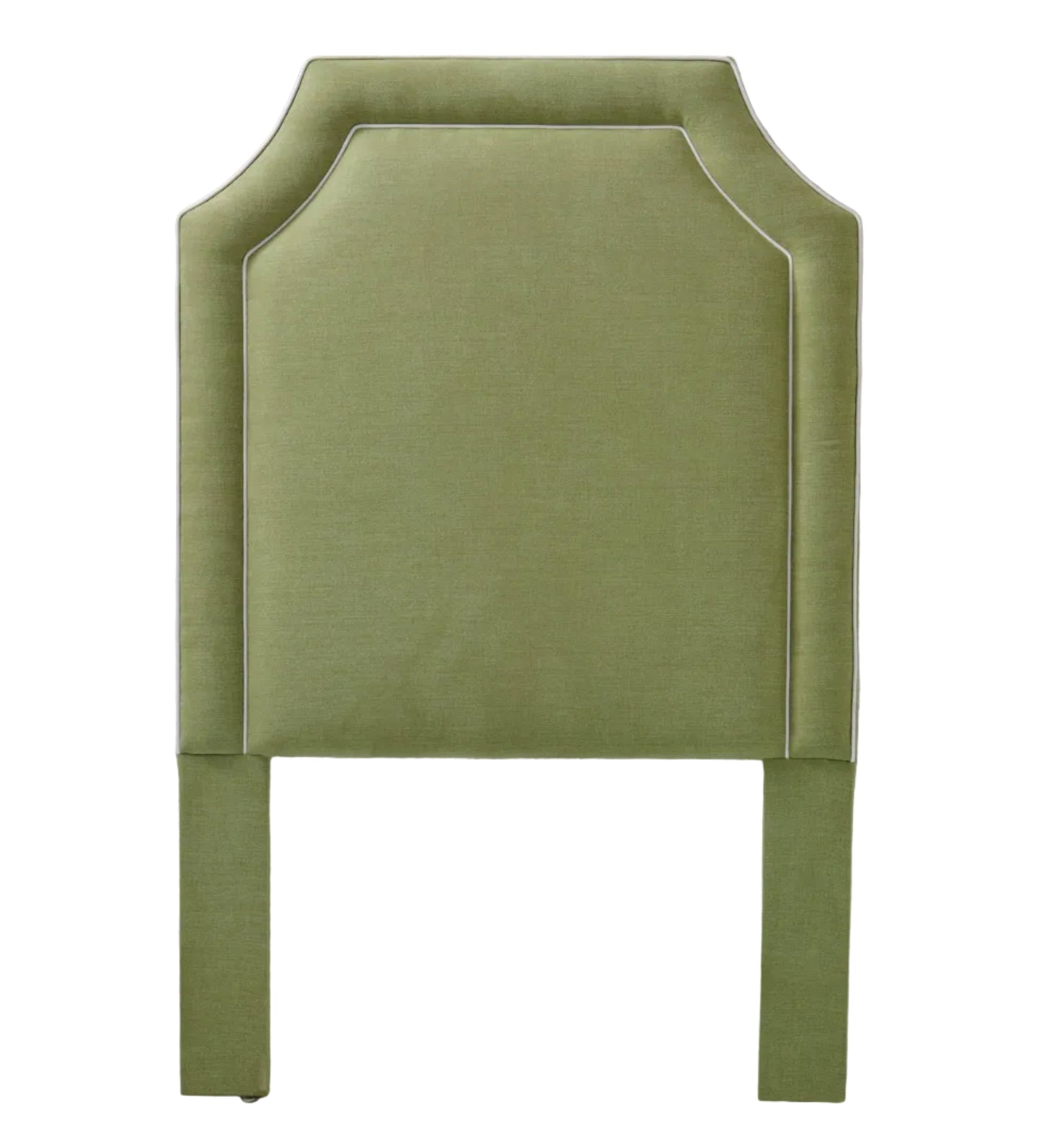 The Addison Twin Headboard -  Pistachio Green Woven Fabric - White Trim