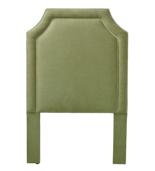 The Addison Twin Headboard -  Pistachio Green Woven Fabric - White Trim