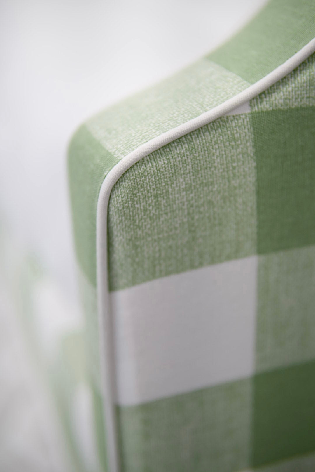 Twin Trundle Daybed - Sage Green Checkered Fabric with White Trim