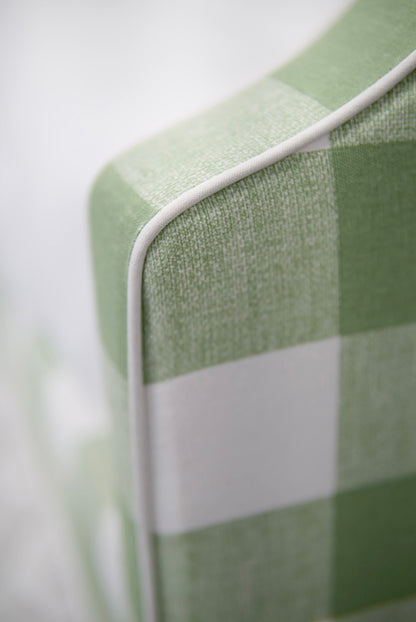 Twin Trundle Daybed - Sage Green Checkered Fabric with White Trim