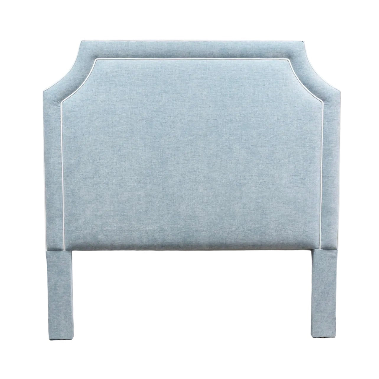 The Addison Queen Headboard - Seafoam Blue Fabric - White Trim