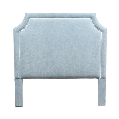 The Addison Queen Headboard - Seafoam Blue Fabric - White Trim