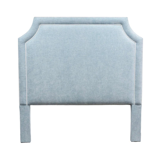 65”H Queen Headboard only - Seafoam Blue Fabric - White Trim