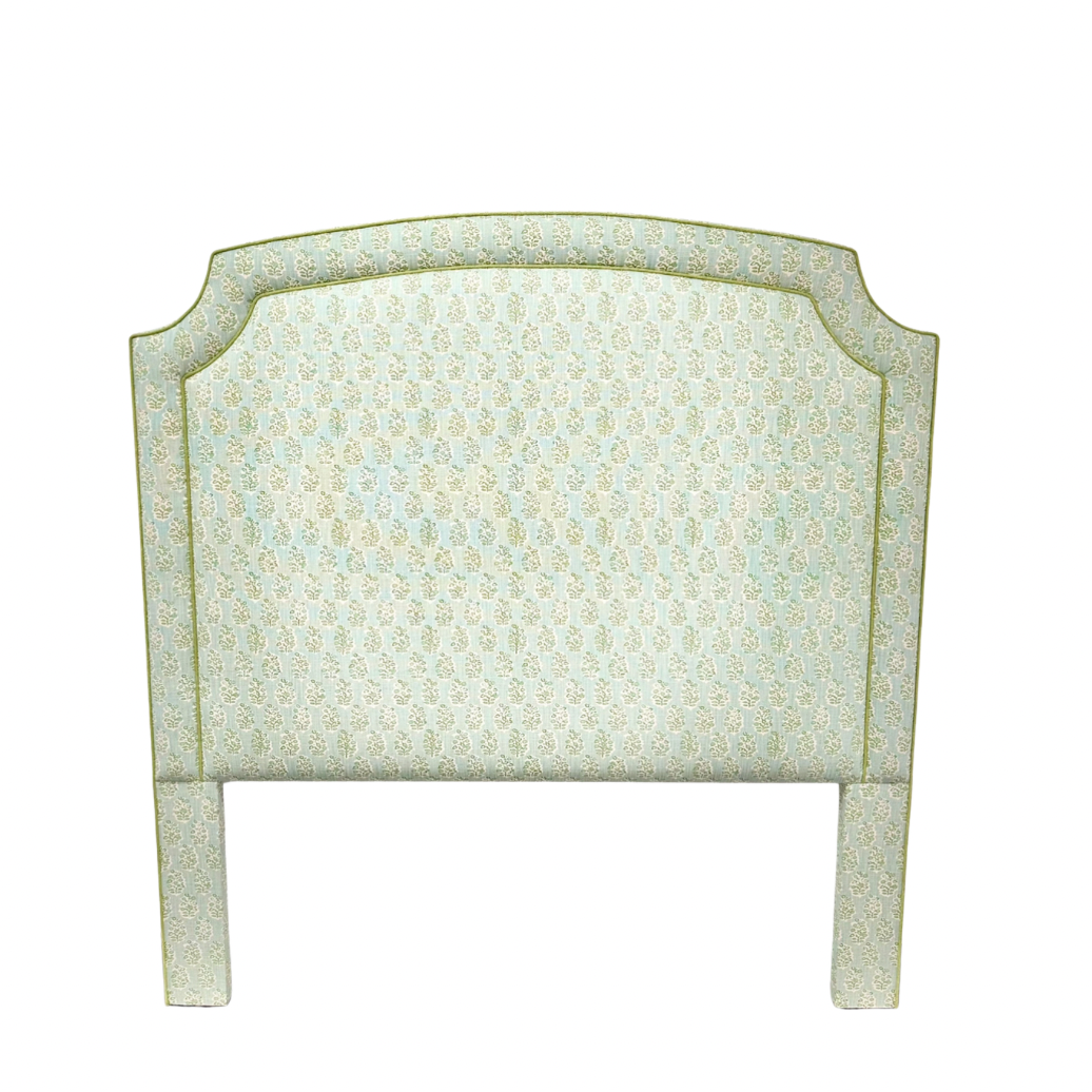 The Aliana Queen Headboard - Perry Floral Green - Pistachio Green Trim