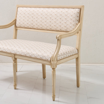 Italian Carved Upholstered Bench in Schumacher Fabric
