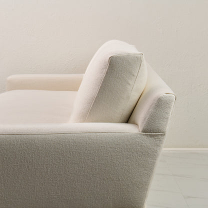 Luxe Feather-Seat Skirted Sofa in Upholstery Linen Fabric – Custom Built