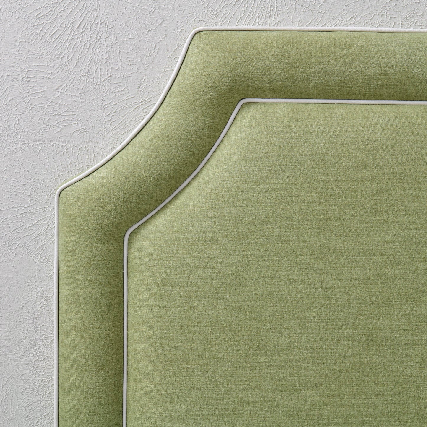 The Addison Twin Headboard -  Pistachio Green Woven Fabric - White Trim