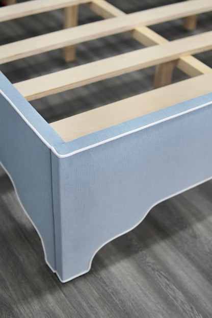 65"H King Bed  - Ashley Blue Chenille Fabric