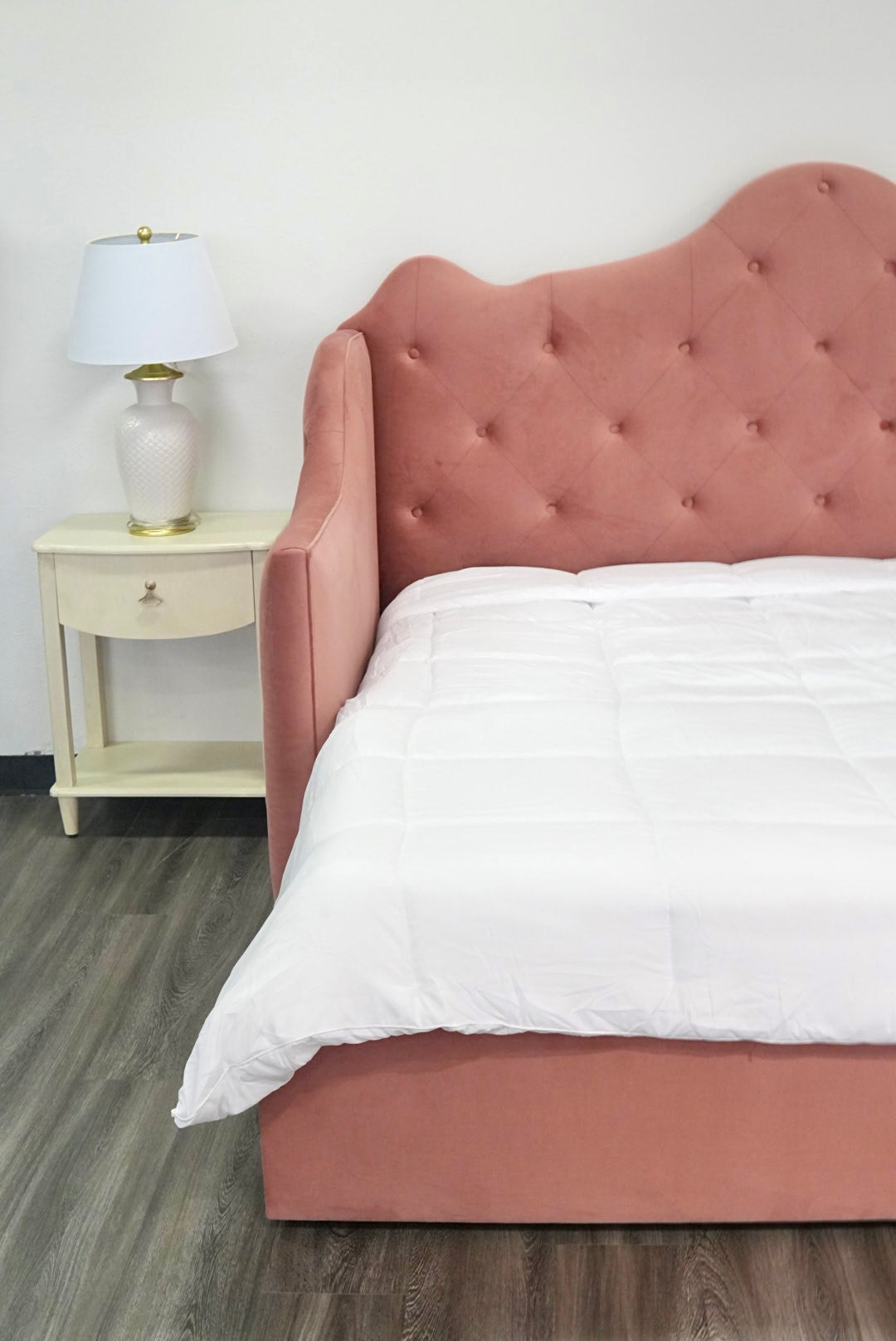 Twin to King Daybed - Blush Rose Velvet Fabric - Tufted