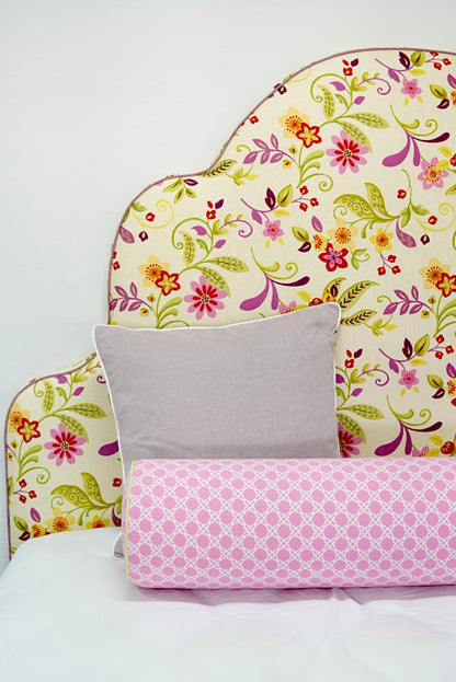 70"H King Headboard in Floral Fabriccut Fabric - Lavender Trim