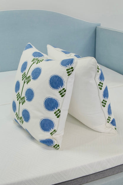 Handcrafted Throw Pillow – Artha Sapphire Fabricut Fabric - 50% Down Feather