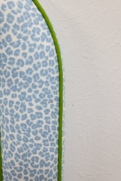 The Lorraine Twin Headboard - Animal Print Fabric - Green Trim