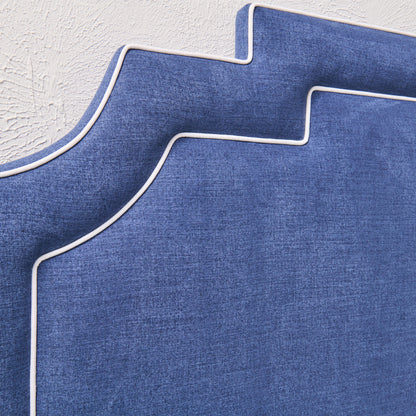 The Martha King Headboard - Navy Woven Fabric- White Trim