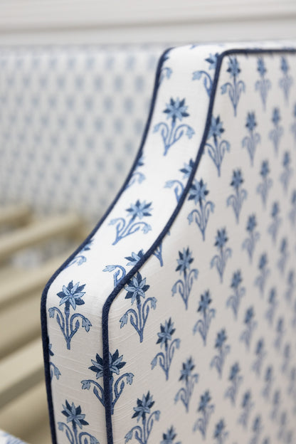 The Addison Twin Trundle Daybed - Lobelia Blues Fabric - Navy Trim