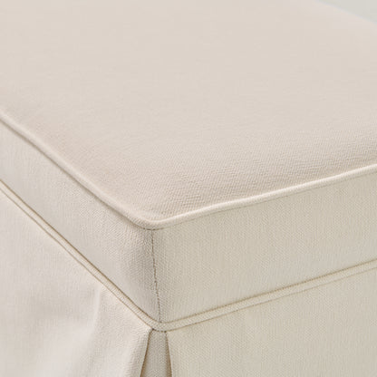 60"L Custom Skirted Bench - Off White Woven Fabric