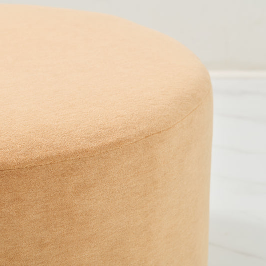 24" Round ottoman in this beautiful Brown Mohair Fabric