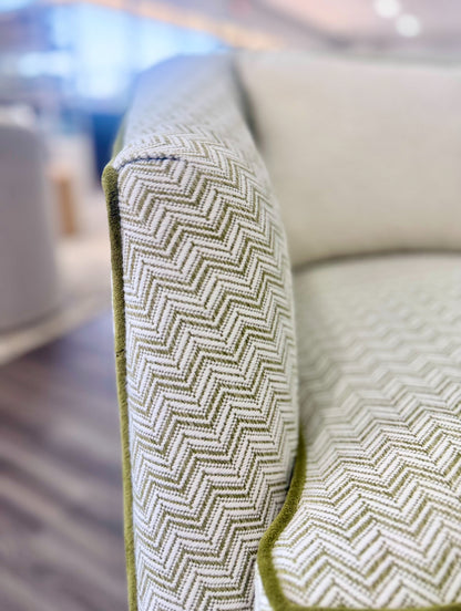 Custom Swivel Chair -  Kravet Olefin Fabric, Herringbone Texture Upholstery Fabric