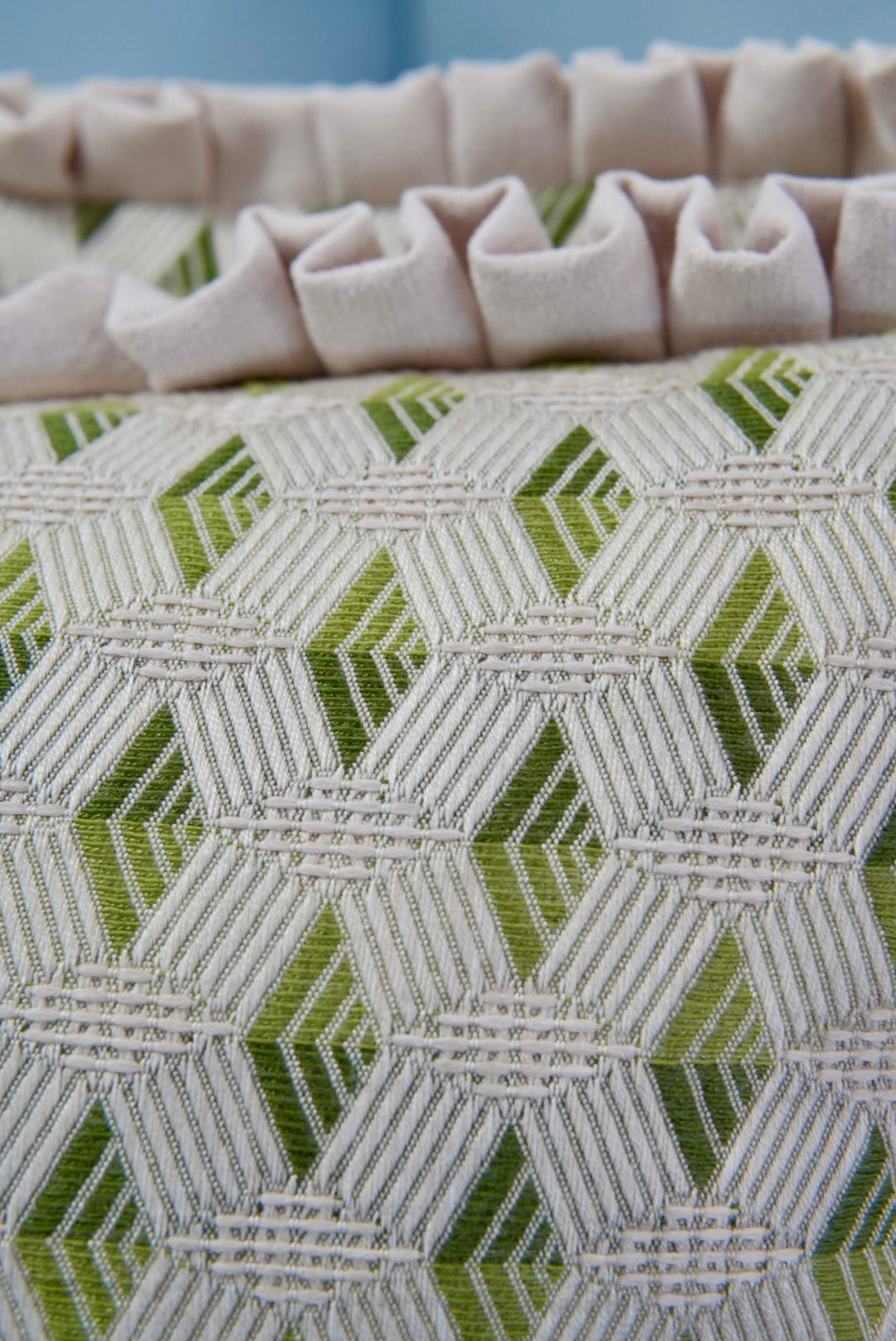 Handcrafted Throw Pillow – Diamond Greenhouse Woven Fabric - Down Feather