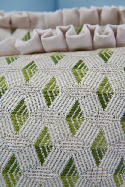 Handcrafted Throw Pillow – Diamond Greenhouse Woven Fabric - Down Feather