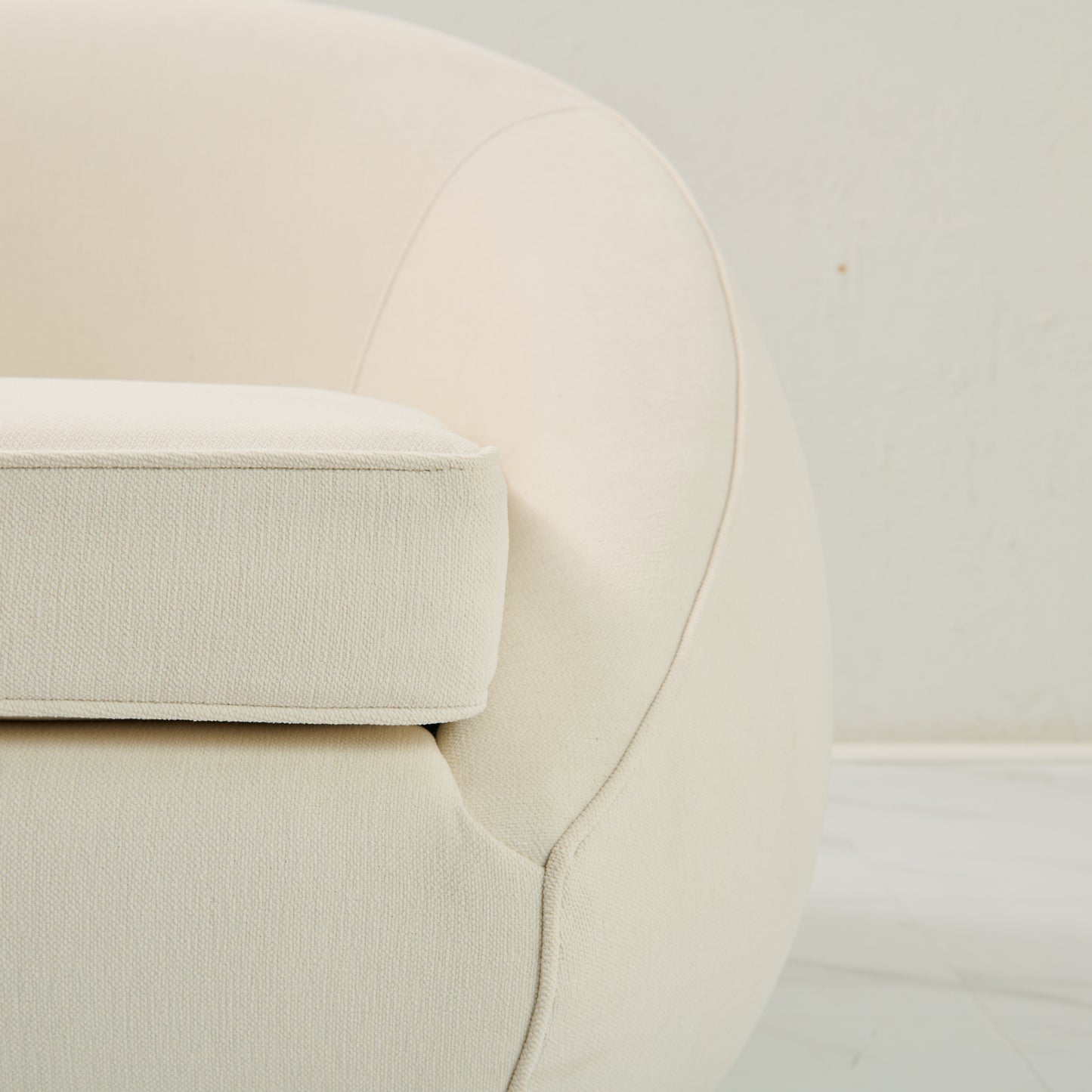 Modern Stationary Pod Chairs - Cream Upholstered Lounge Accent Chair