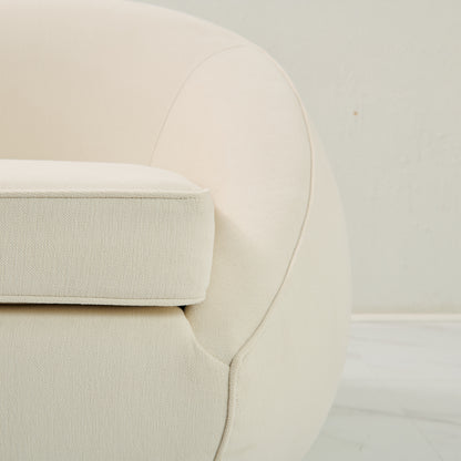 Modern Stationary Pod Chairs - Cream Upholstered Lounge Accent Chair