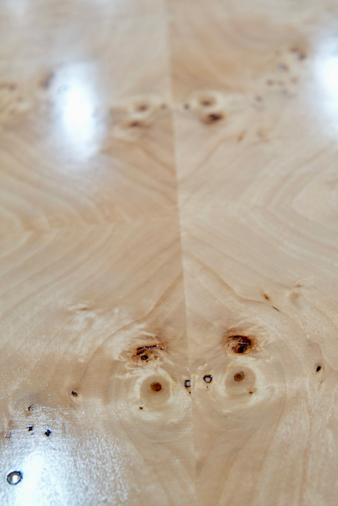 Custom Mappa Burlwood Dining Table – Amber Finish