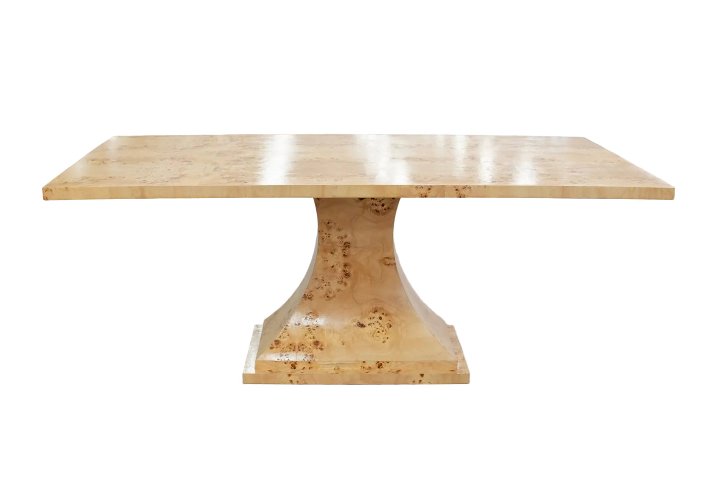 Custom Mappa Burlwood Dining Table – Amber Finish