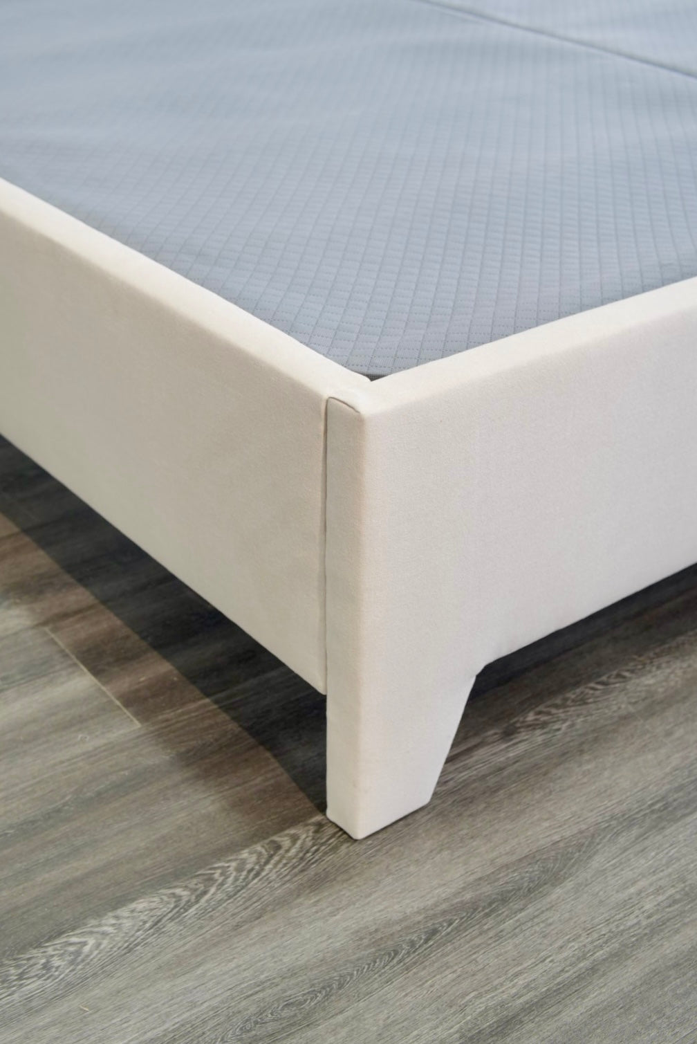 The Addison King Bed - Upholstered Legs - Beige Woven Fabric - Self Welted