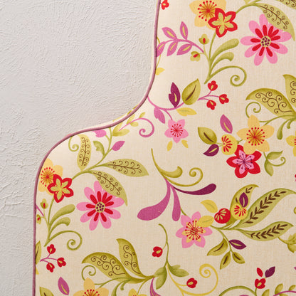 The Rachel King Headboard - Fabricut Floral Orchid Fabric - Lavender Trim