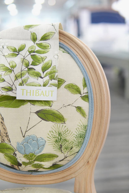 Custom Upholstered Tiny Chair in Thibaut Floral Fabric - Blue Trim