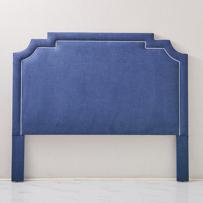 The Martha King Headboard - Navy Woven Fabric- White Trim