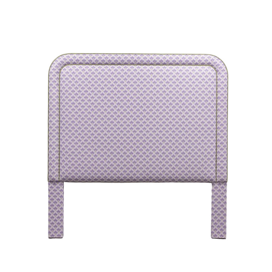 65”H Queen Headboard Only - Lorraine Lavender Floral Linen Fabric - Green Trim